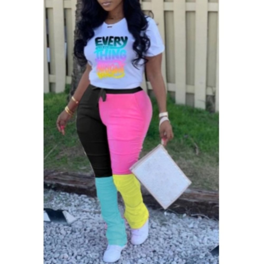 Patchwork Pants Set